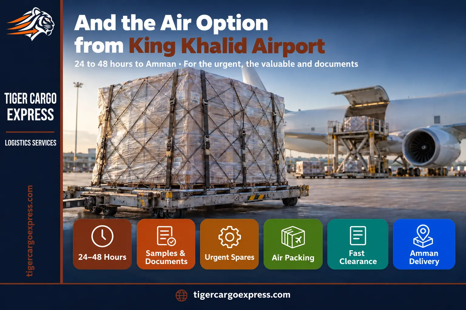 Air freight from King Khalid Airport to Amman — 24 to 48 hours