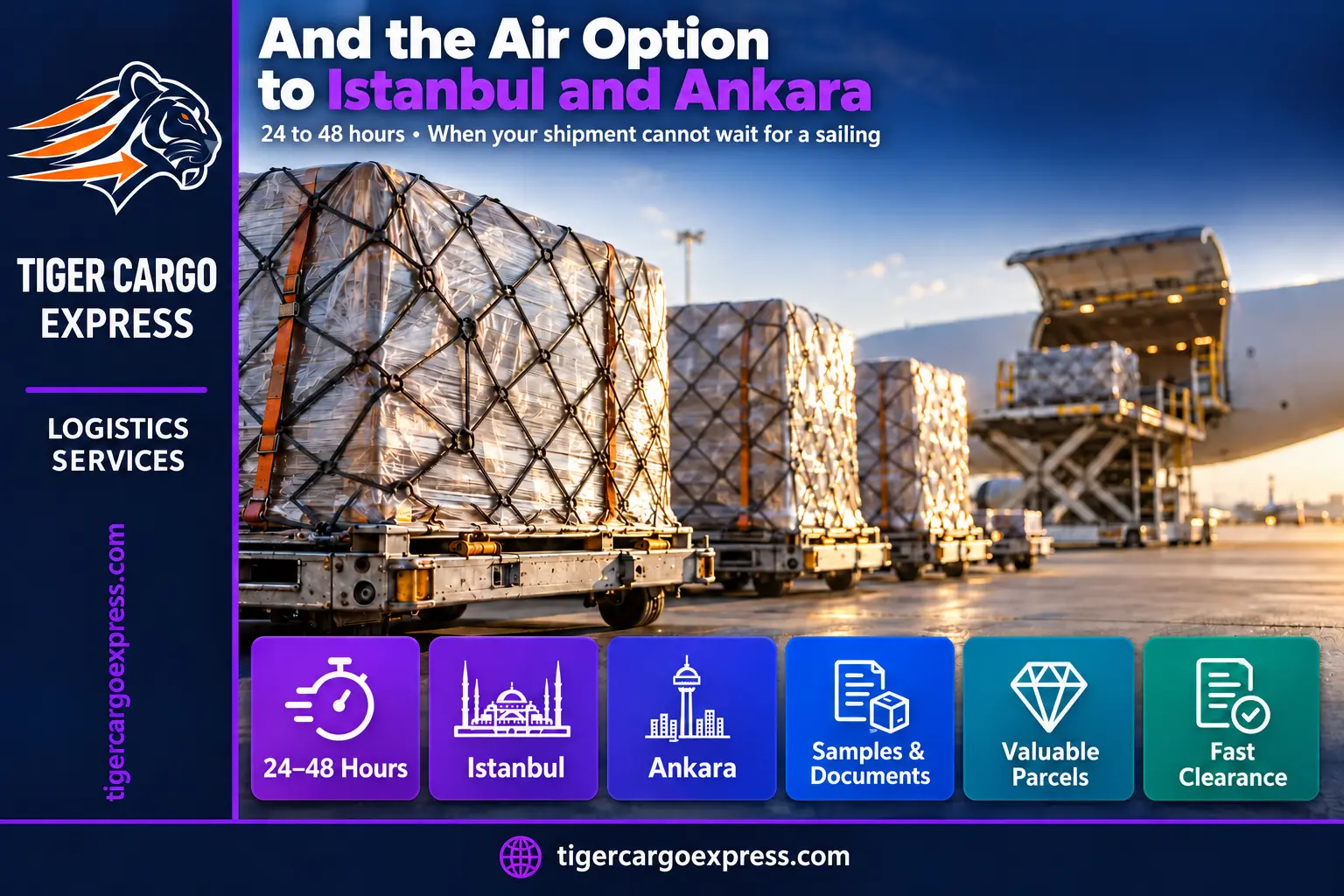 Air freight from Riyadh to Istanbul and Ankara — 24 to 48 hours