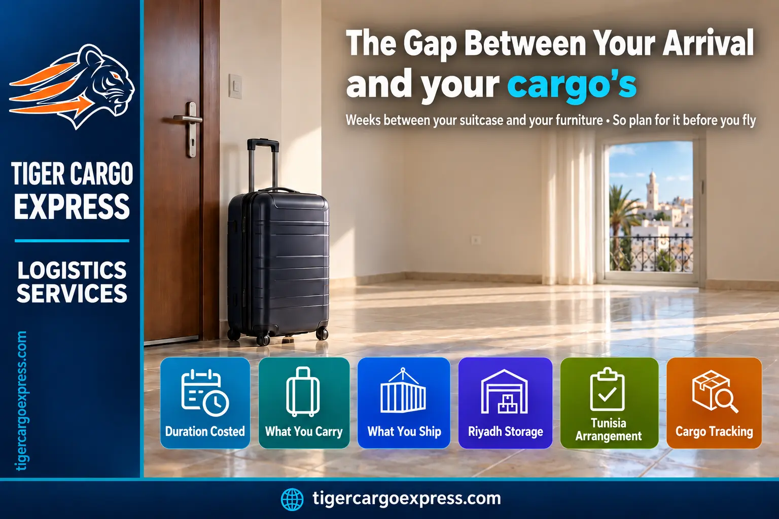 The gap between your arrival and your cargo's when shipping to Tunisia