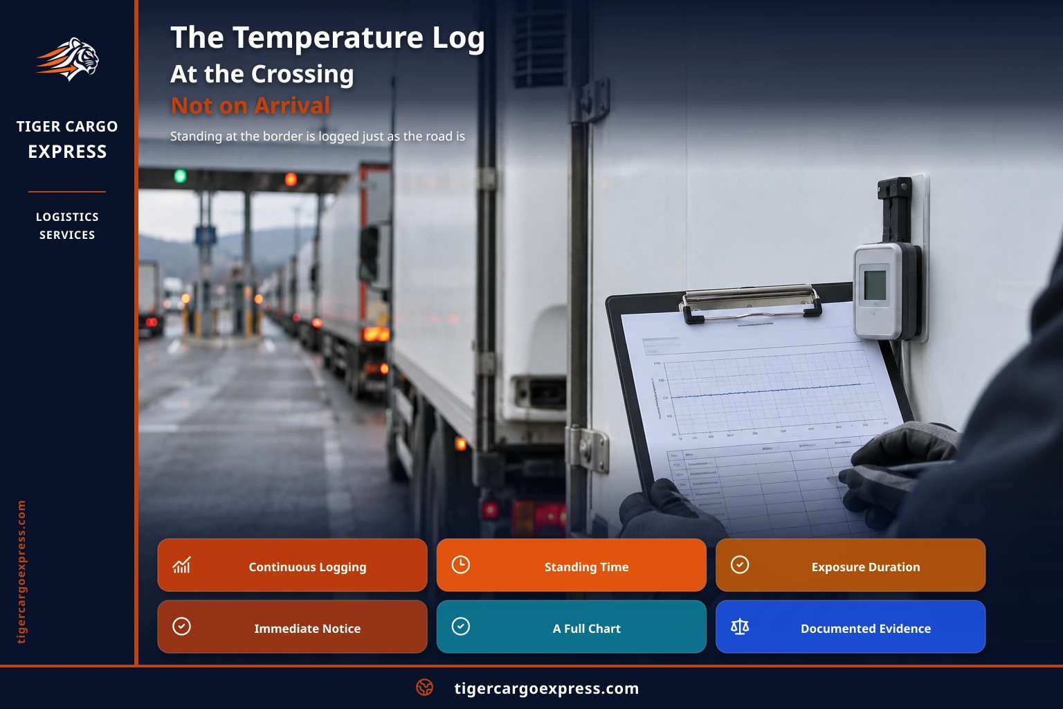 The temperature log at the crossing, not on arrival