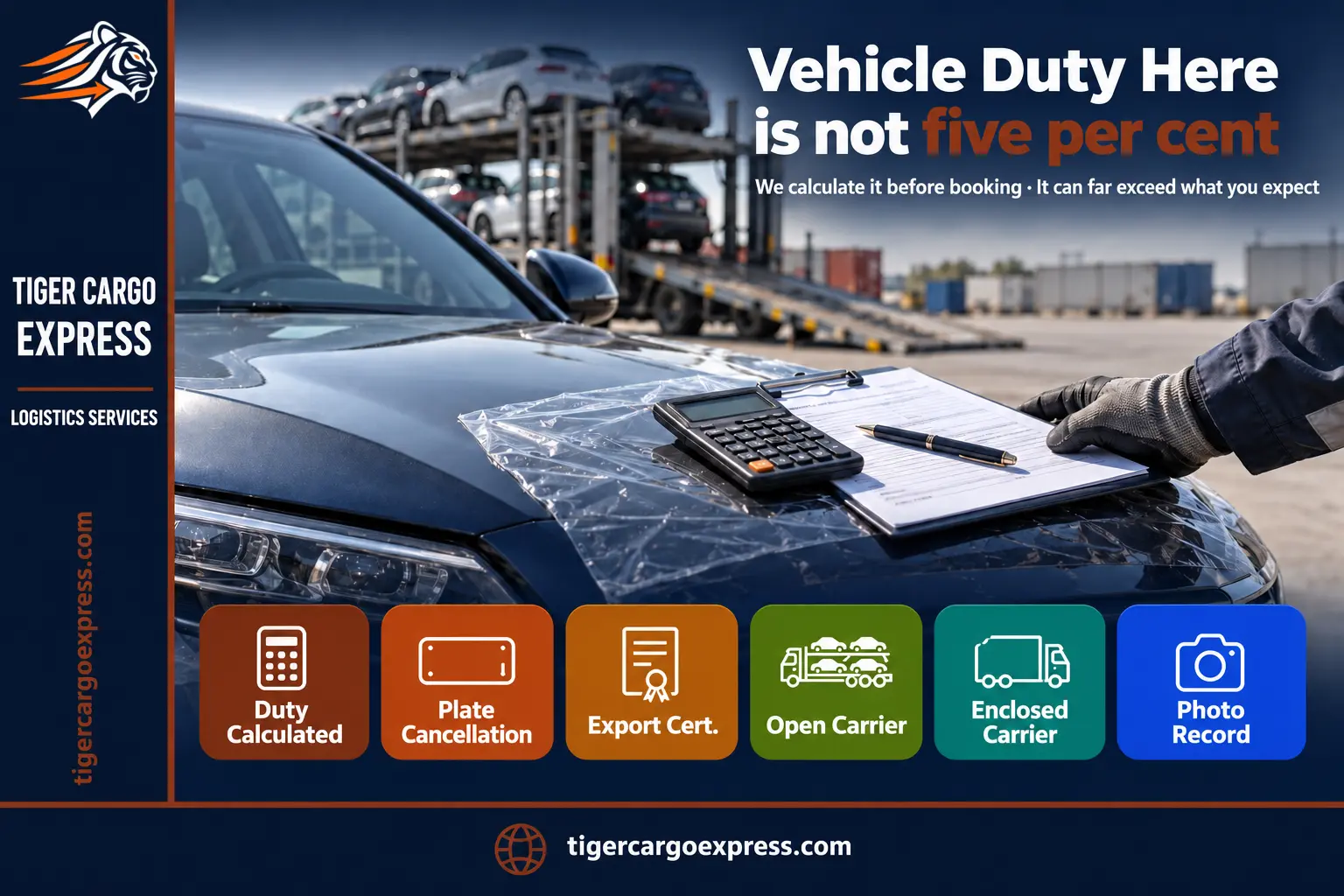 Calculating vehicle duty before booking — Jordanian duty is not five per cent