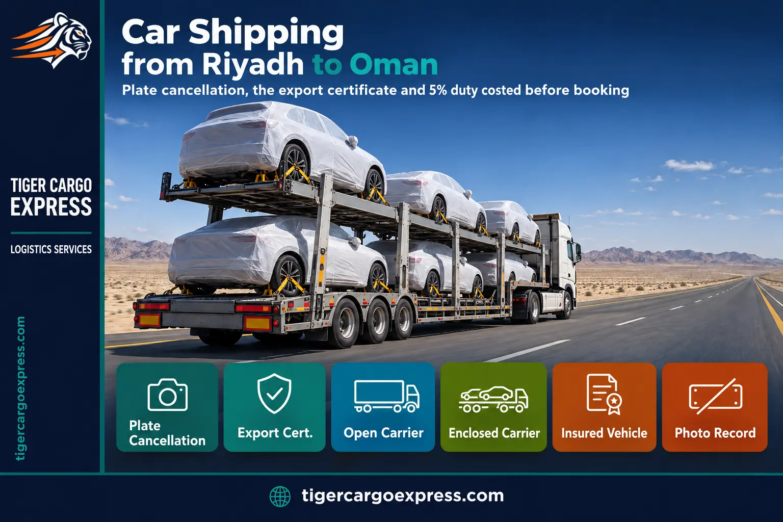 Car shipping from Riyadh to Oman on the long desert road