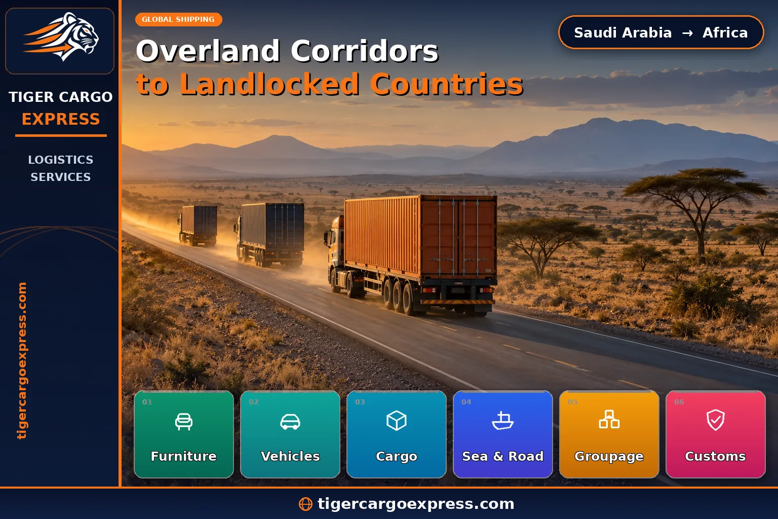 An African overland corridor carrying cargo from the port to landlocked countries