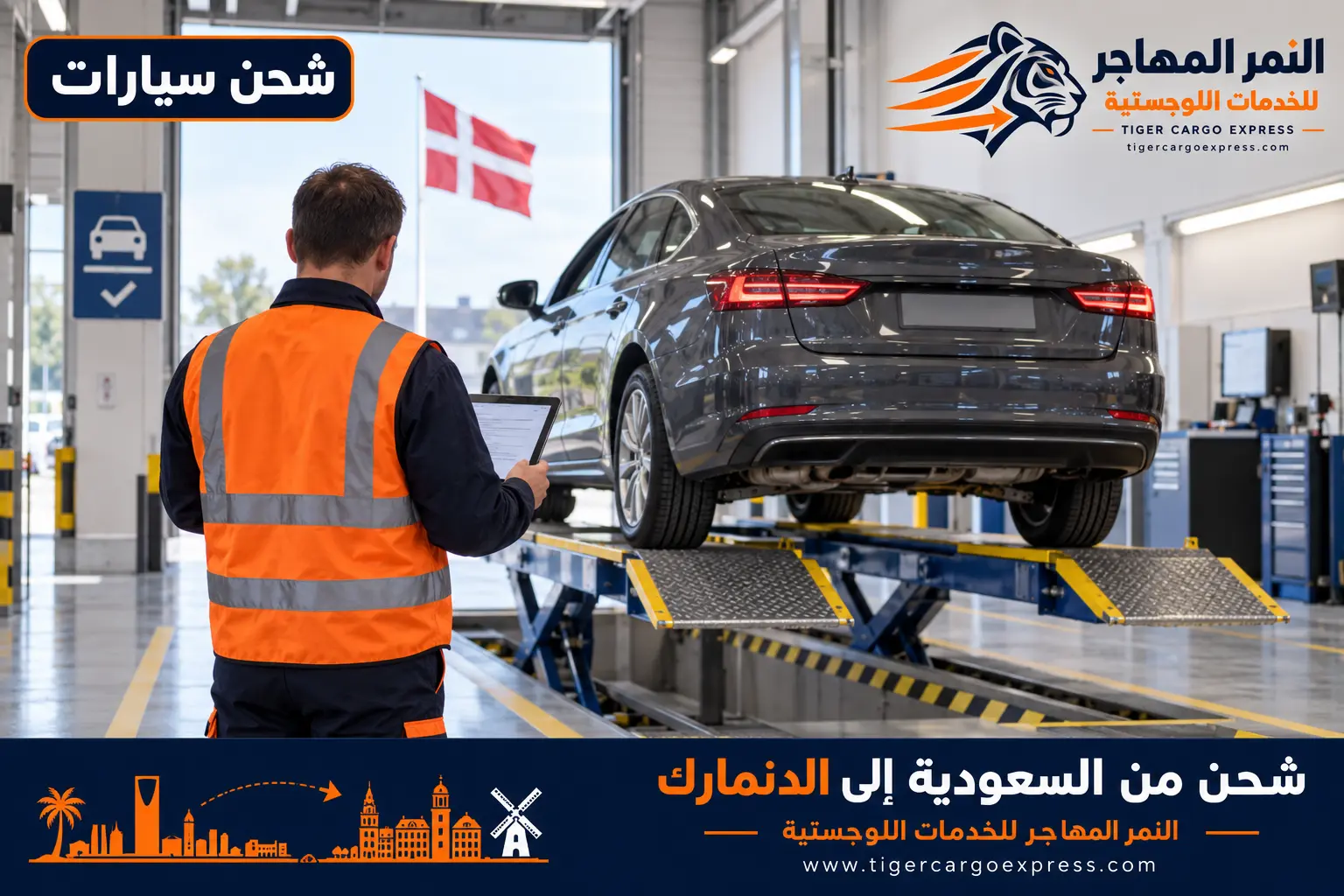 شحن السيارات من السعودية إلى الدنمارك داخل حاوية مغلقة إلى ميناء آرهوس