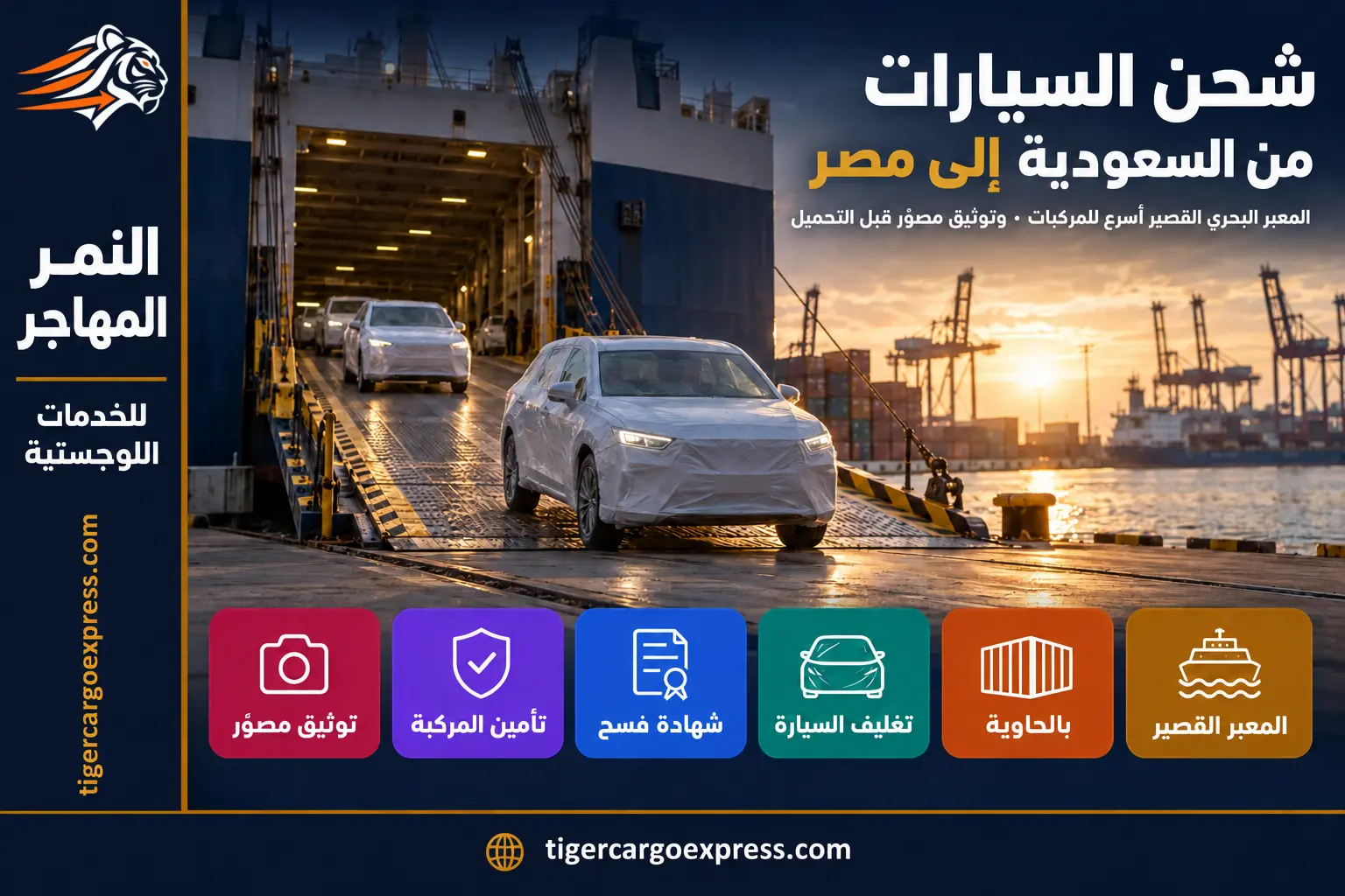 شحن السيارات من السعودية إلى مصر — نزول المركبات من العبّارة