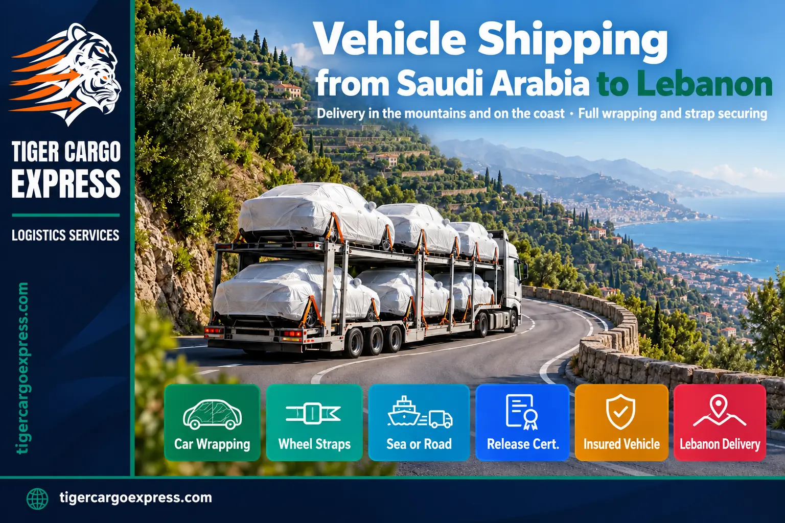 Car shipping from Saudi Arabia to Lebanon and delivery in mountain areas
