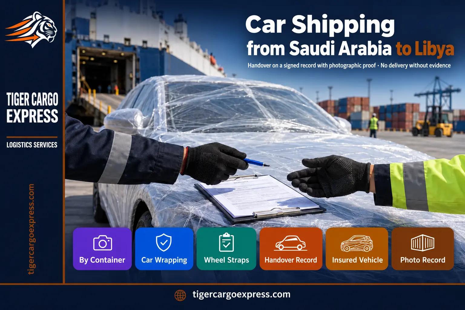Car shipping from Saudi Arabia to Libya — handover on a signed record