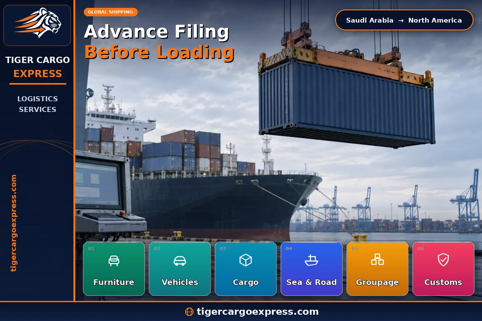 Advance security filing for shipments bound for North America before loading
