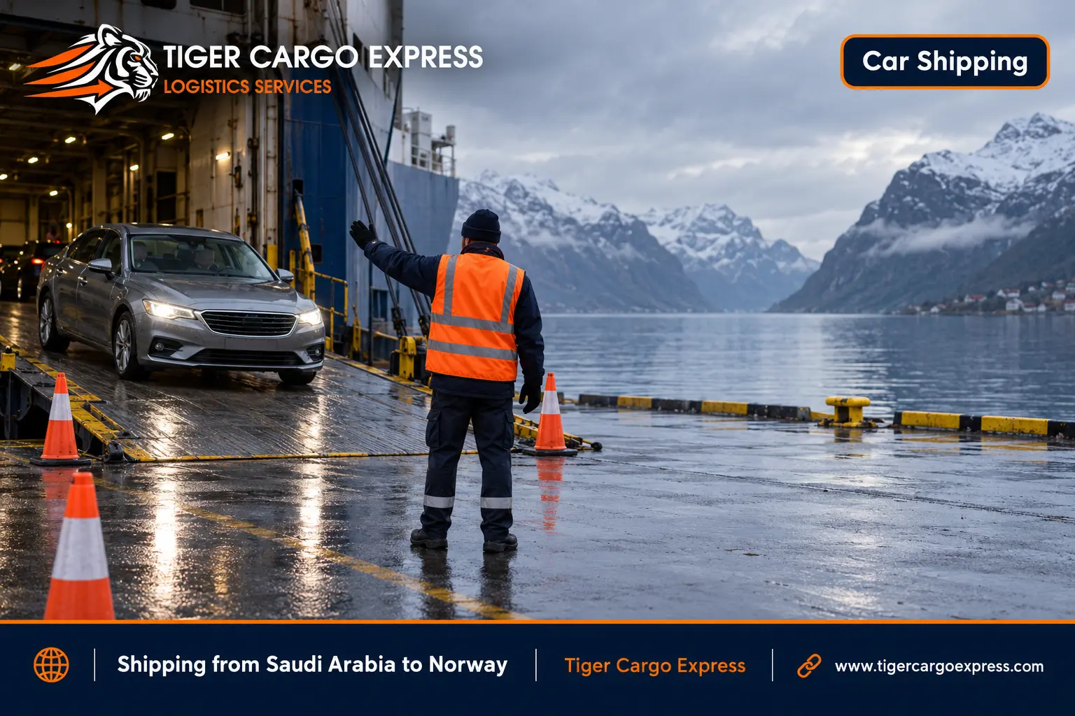 Car shipping from Saudi Arabia to Norway inside a closed container to the port of Oslo