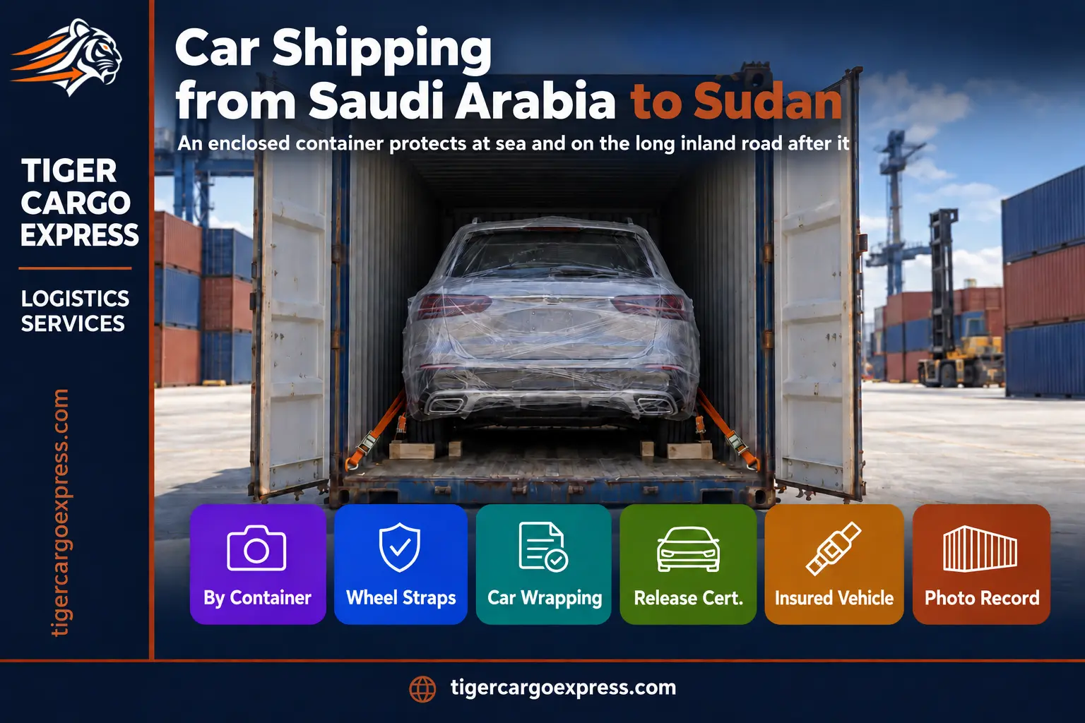Car shipping from Saudi Arabia to Sudan — securing the vehicle inside the container