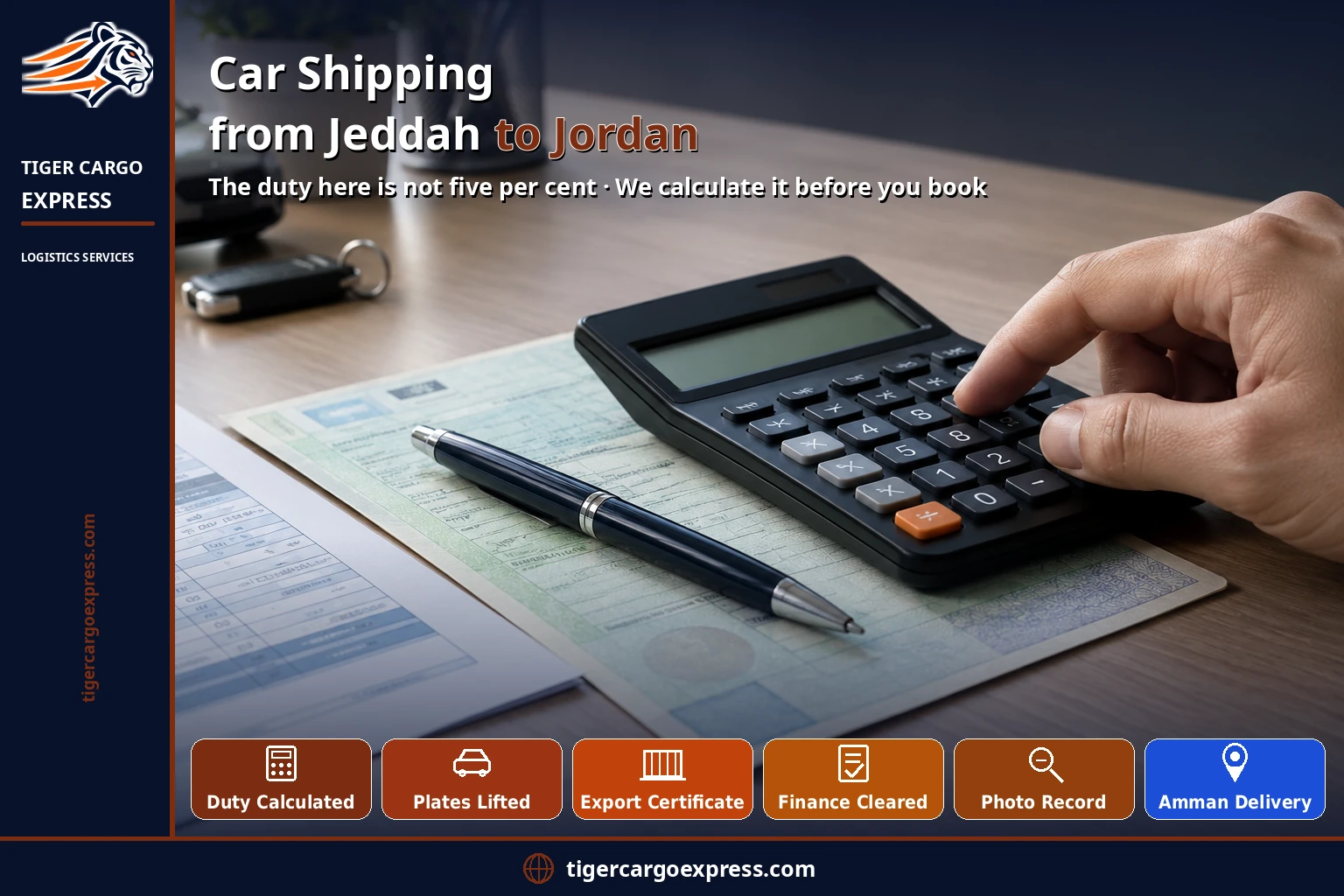 Car shipping from Jeddah to Jordan — the duty here is not five per cent