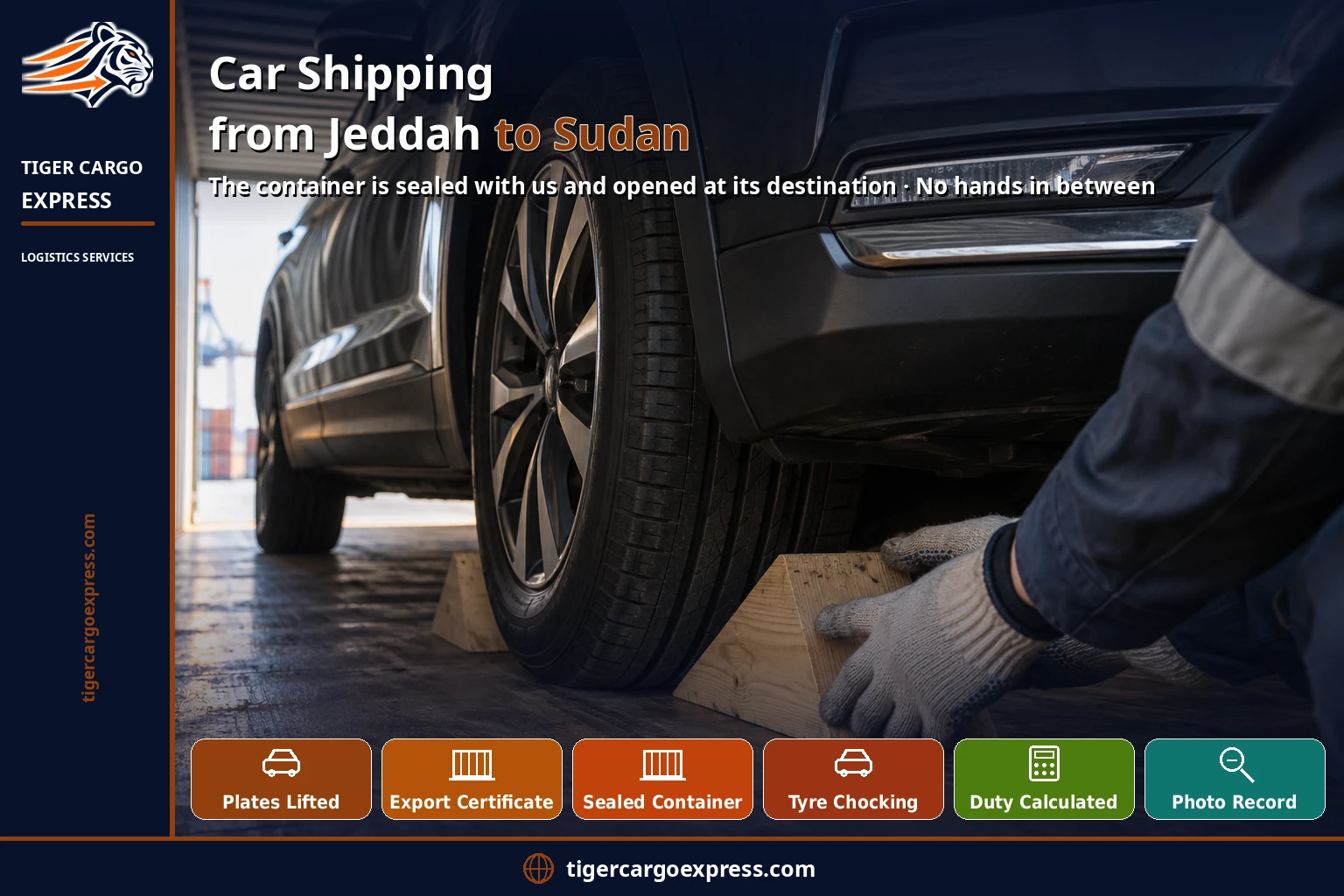 Car shipping from Jeddah to Sudan — the container is sealed with us and opened at its destination