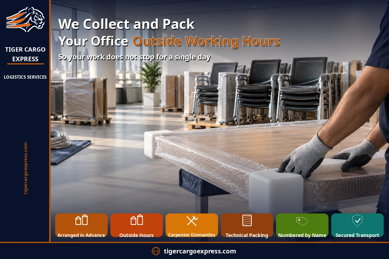 We collect and pack your office outside working hours