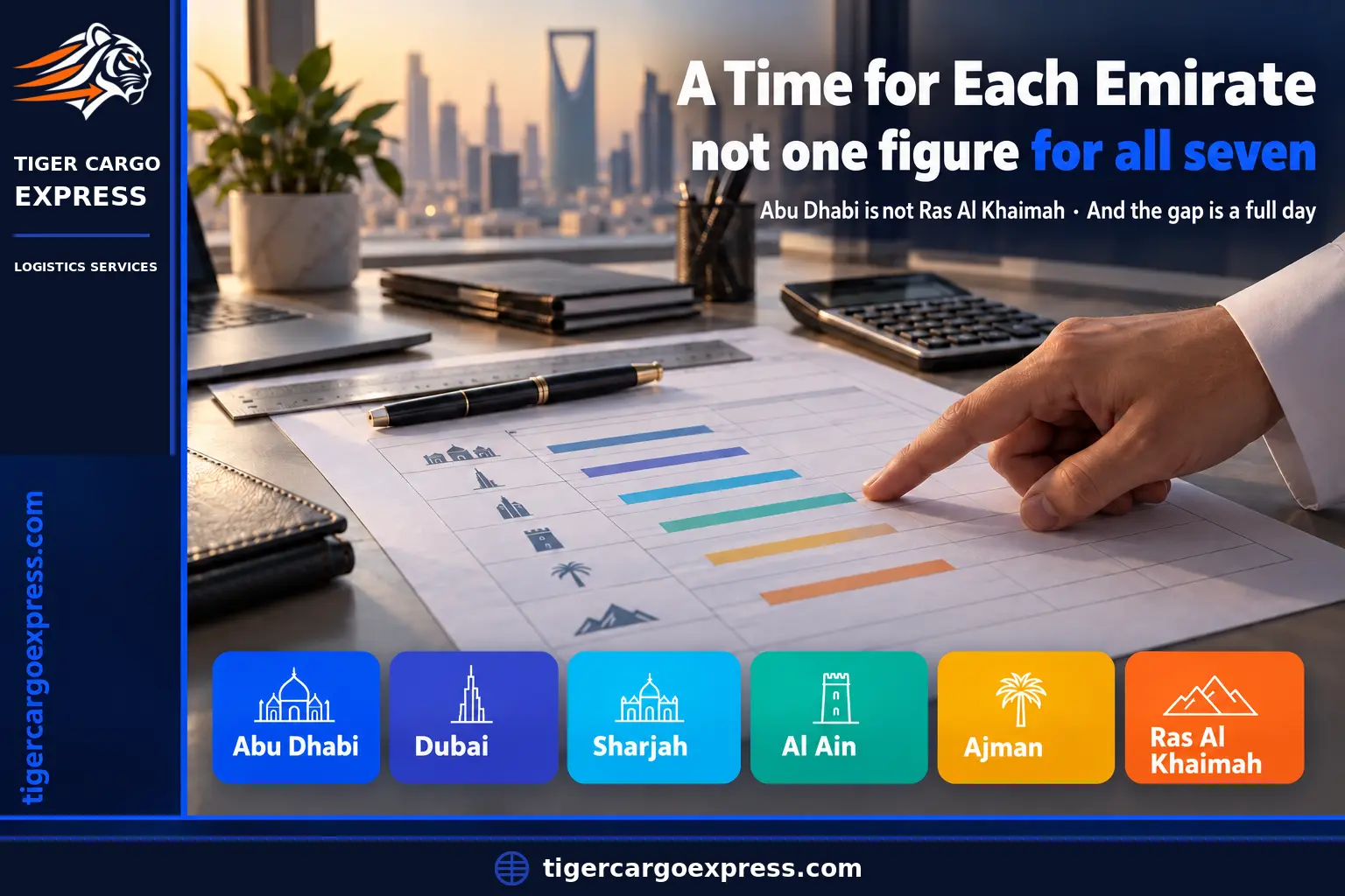 Transit time from Riyadh to each emirate separately — not one figure for all seven