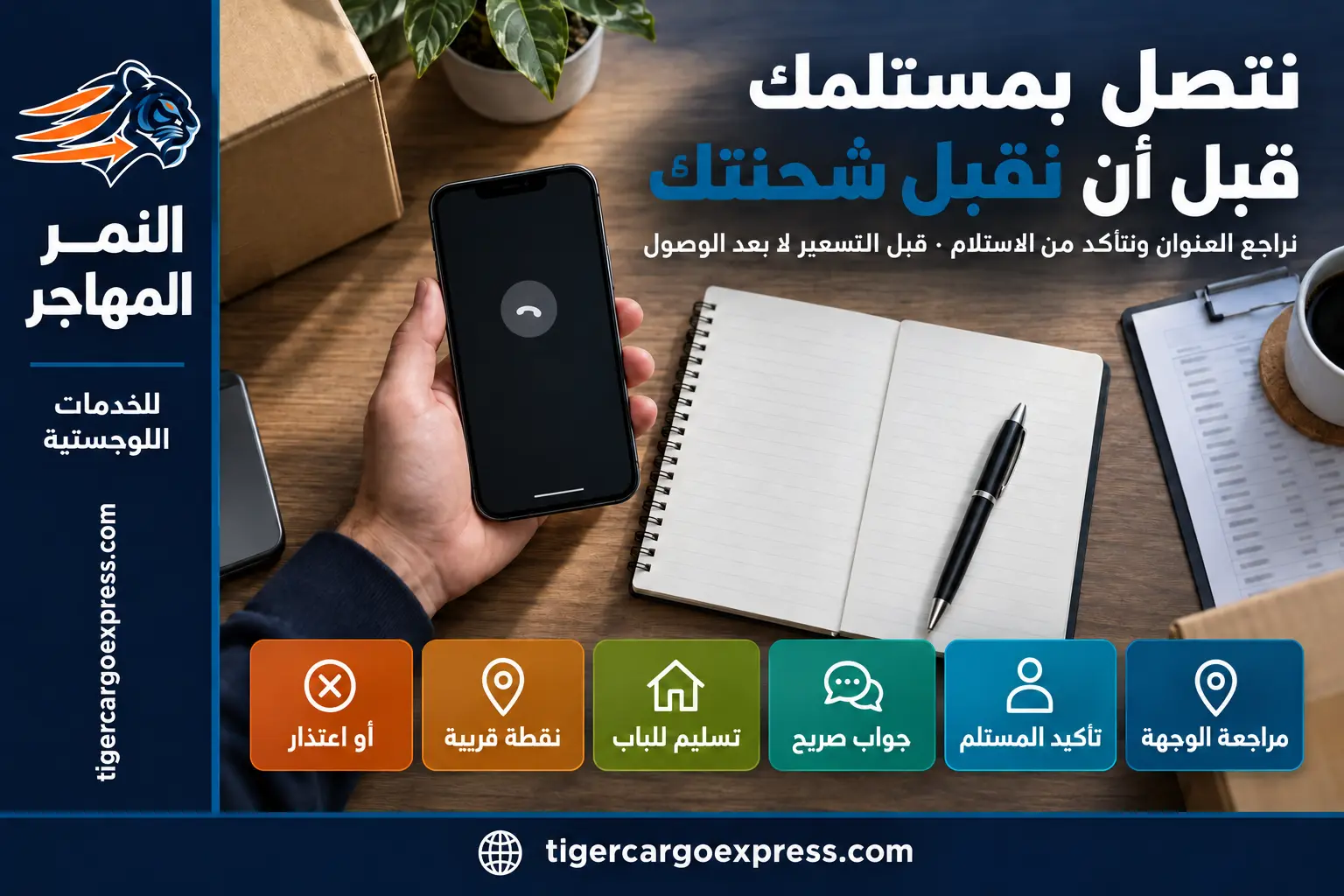 مراجعة وجهة التسليم والاتصال بالمستلم قبل قبول الشحنة