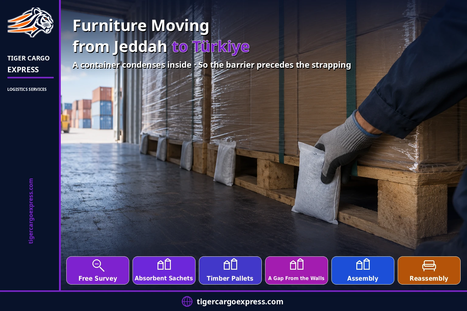 Furniture moving from Jeddah to Türkiye — a container condenses inside