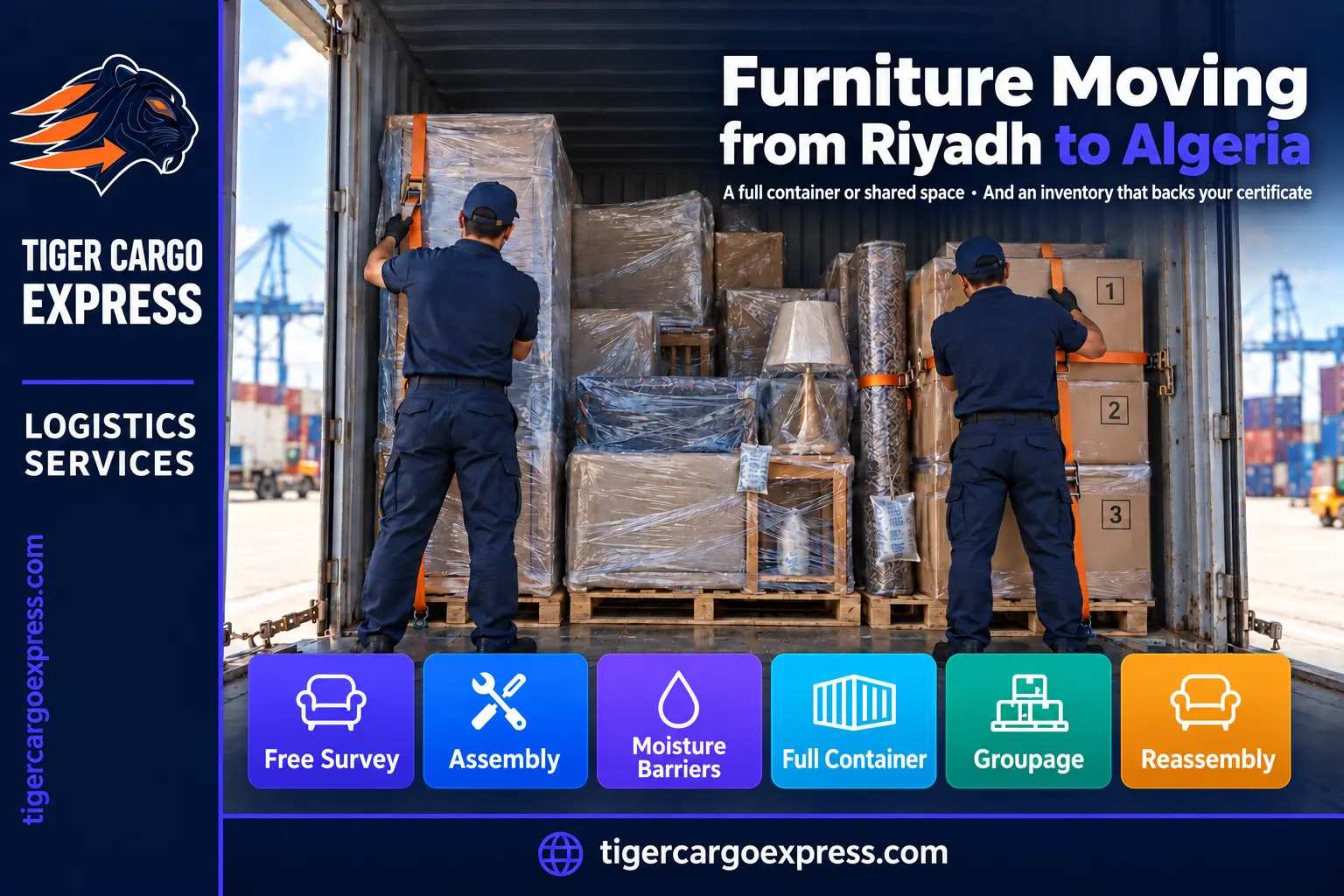 Furniture moving from Riyadh to Algeria — a full container or shared space