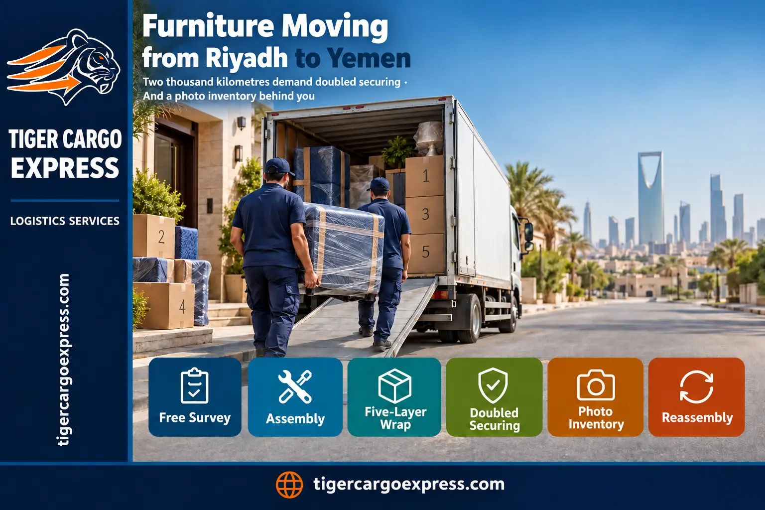 Furniture moving from Riyadh to Yemen — doubled securing and a photo inventory
