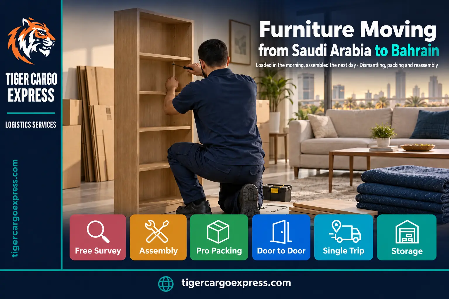 Furniture moving from Saudi Arabia to Bahrain — reassembling furniture in the new home