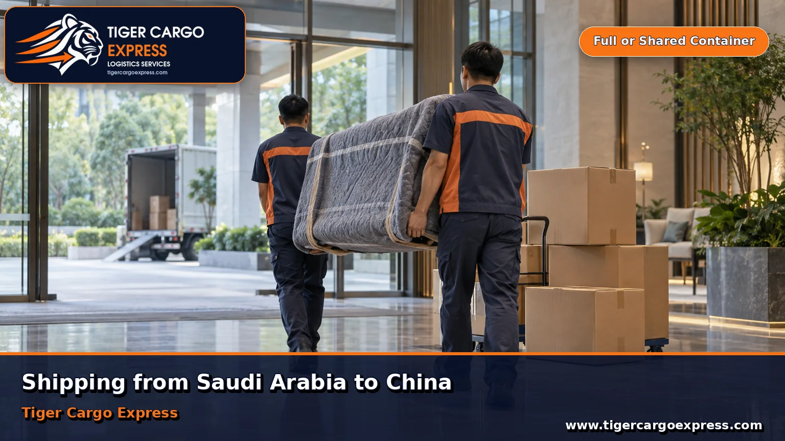 Furniture moving from Saudi Arabia to China with delivery at a modern residential compound
