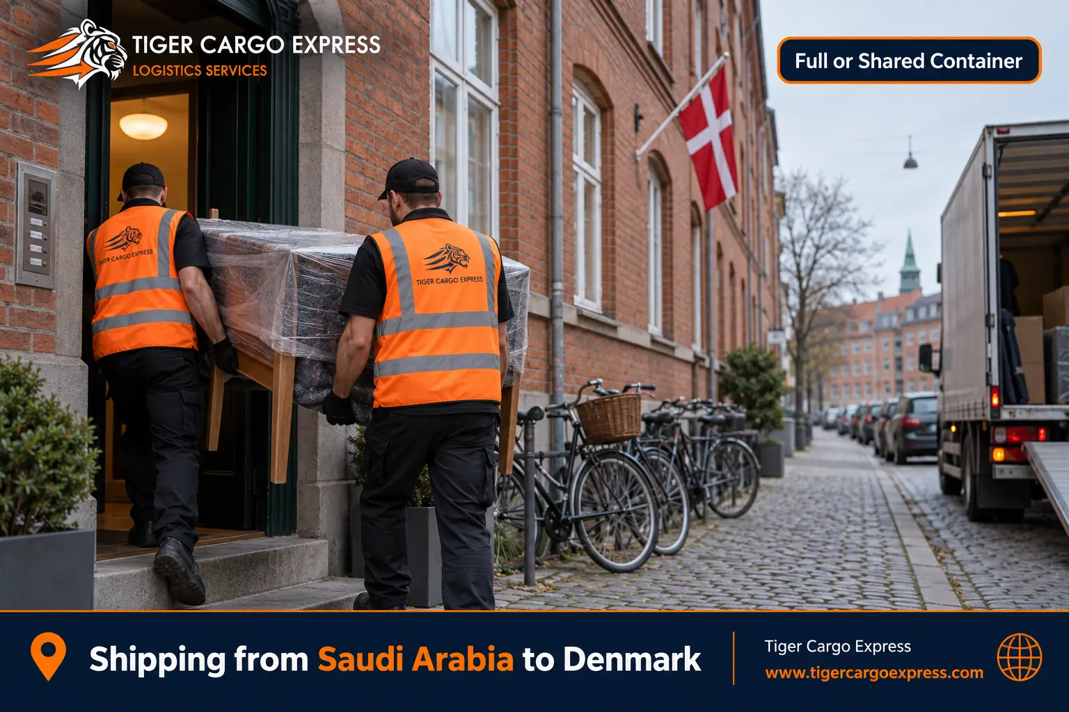 Furniture moving from Saudi Arabia to Denmark with professional packing and a valued inventory