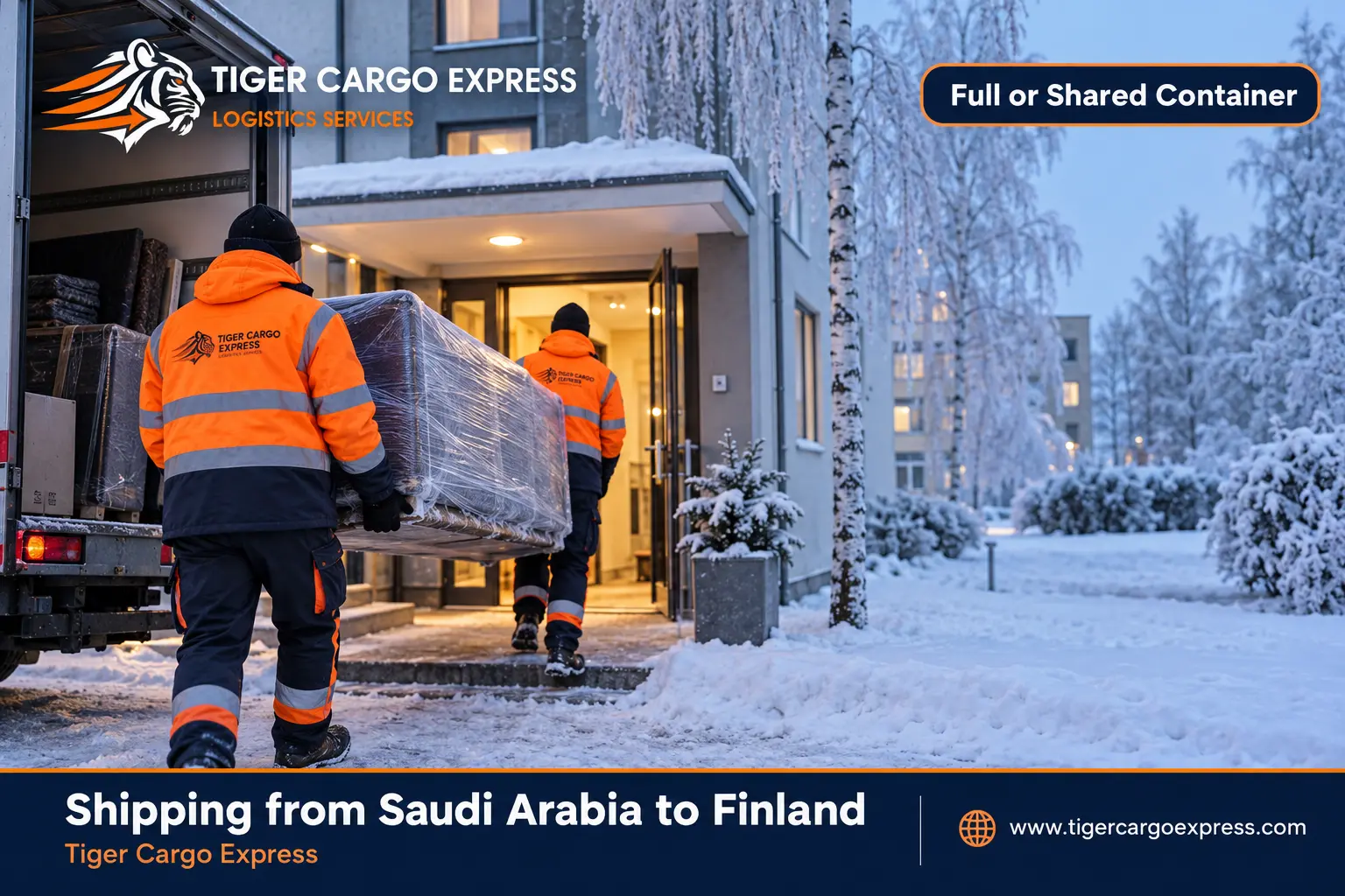 Furniture moving from Saudi Arabia to Finland with packing built for a sub-zero open yard