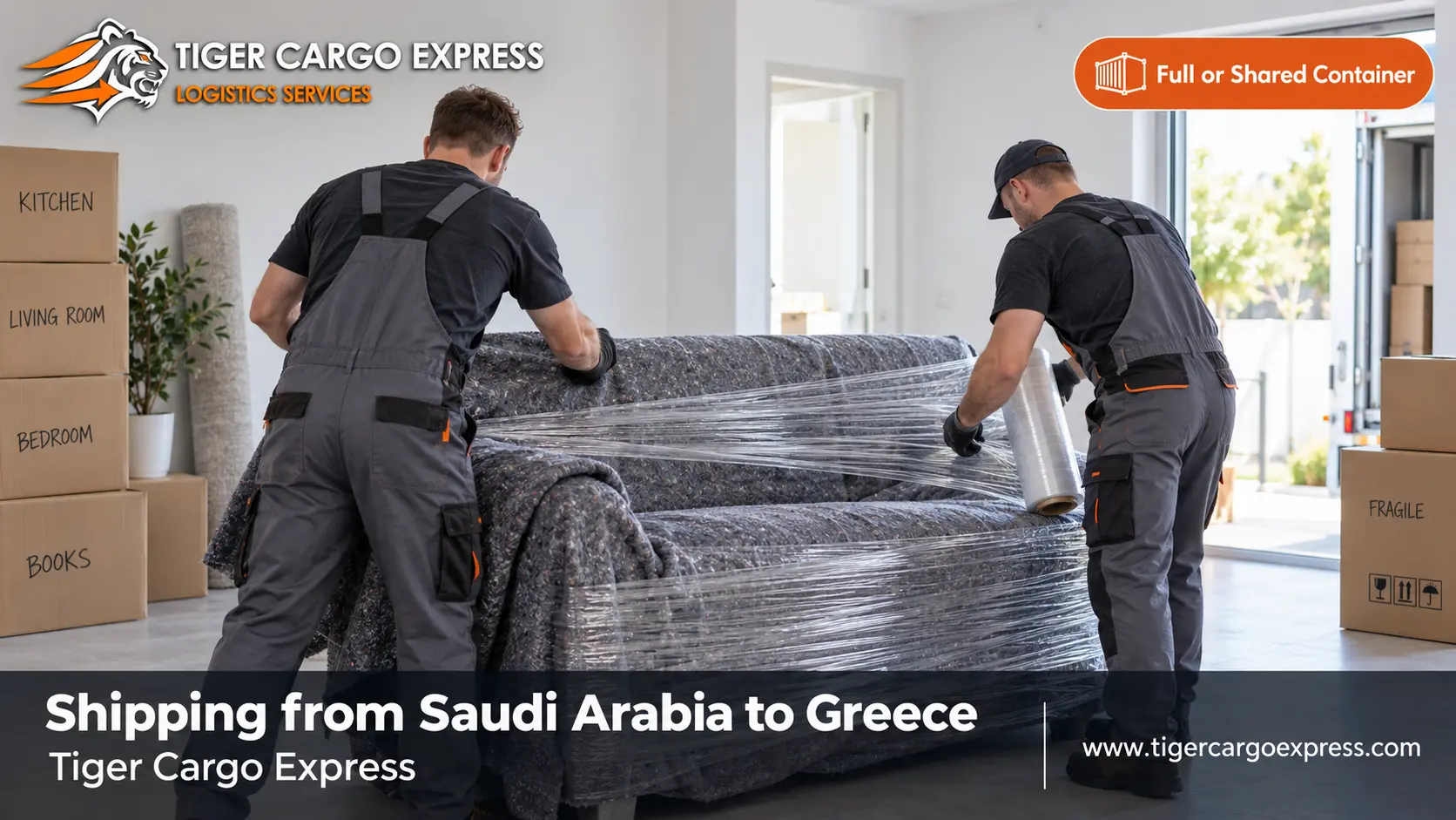 Furniture moving from Saudi Arabia to Greece with reinforced packing built for extra handling