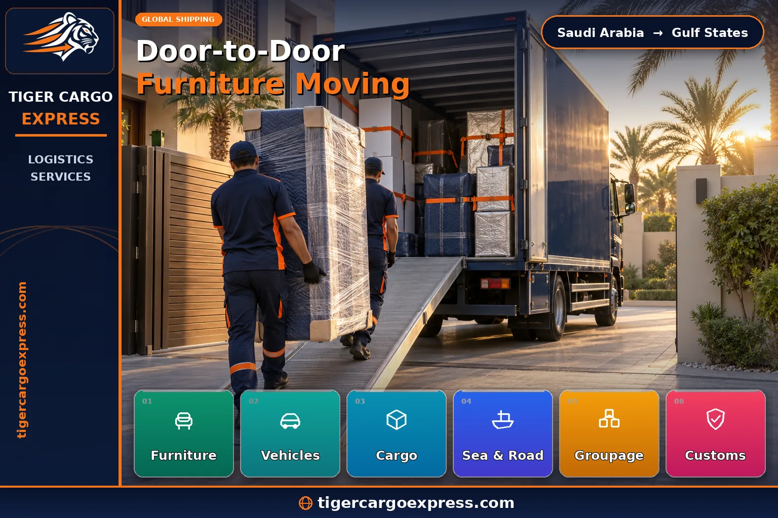 Door-to-door household goods moving from Saudi Arabia to the Gulf states
