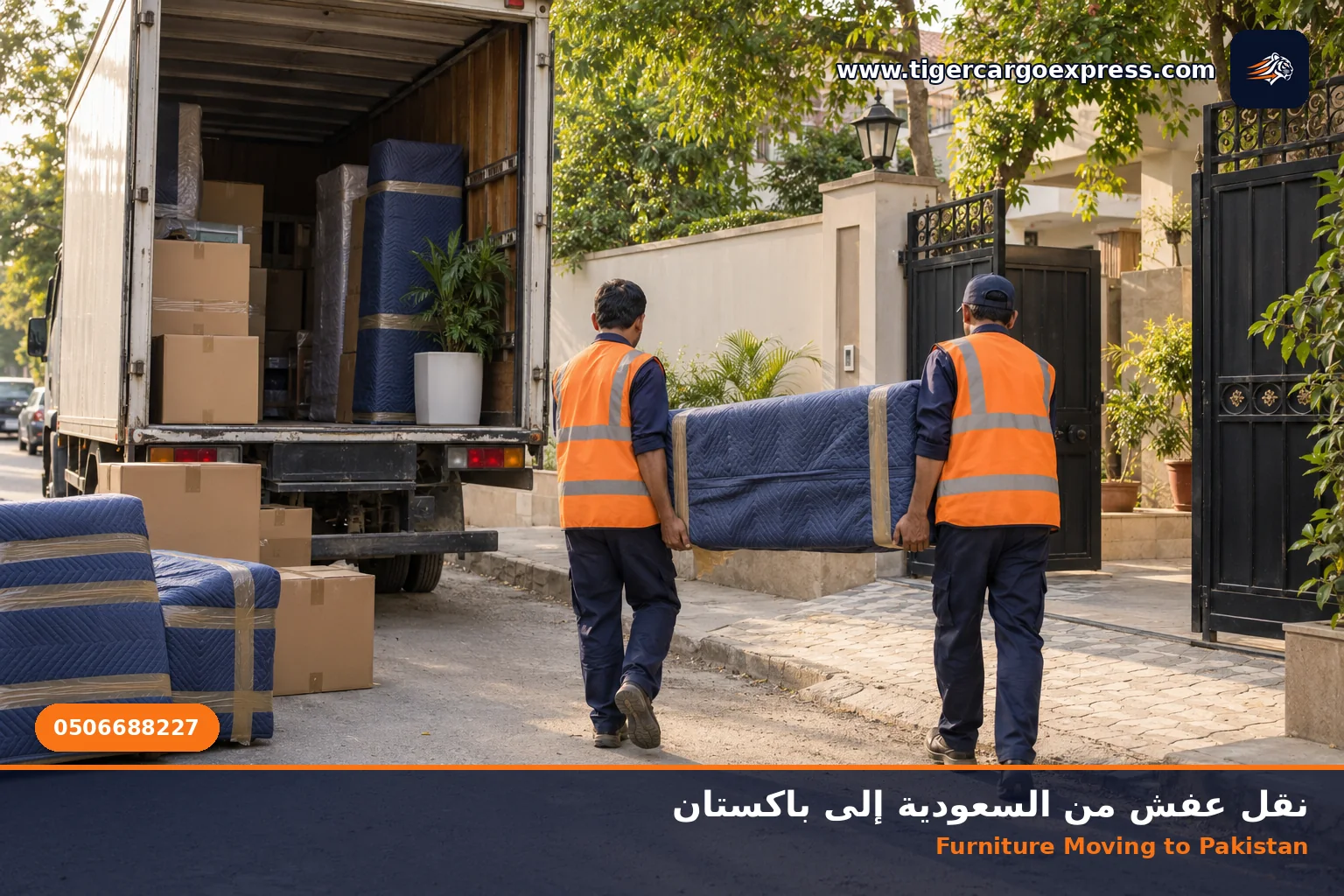 نقل عفش من السعودية إلى باكستان وتفريغ صناديق أمام بيت في لاهور