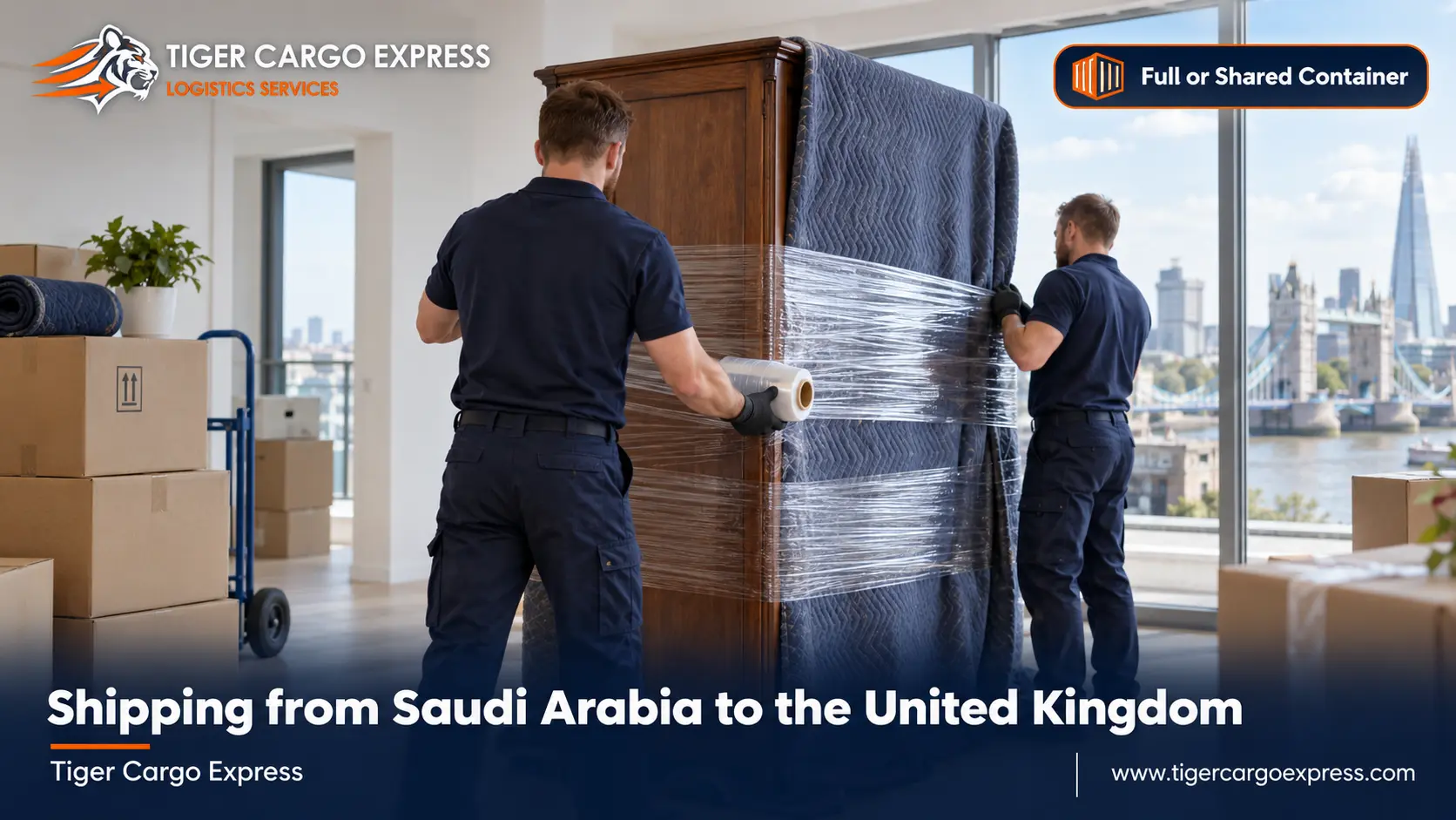 Furniture moving from Saudi Arabia to the UK with professional packing and numbered inventory