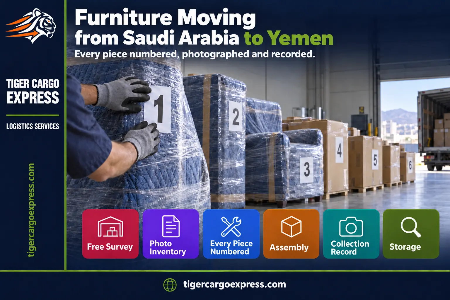 Furniture moving from Saudi Arabia to Yemen — numbering and photographing every piece
