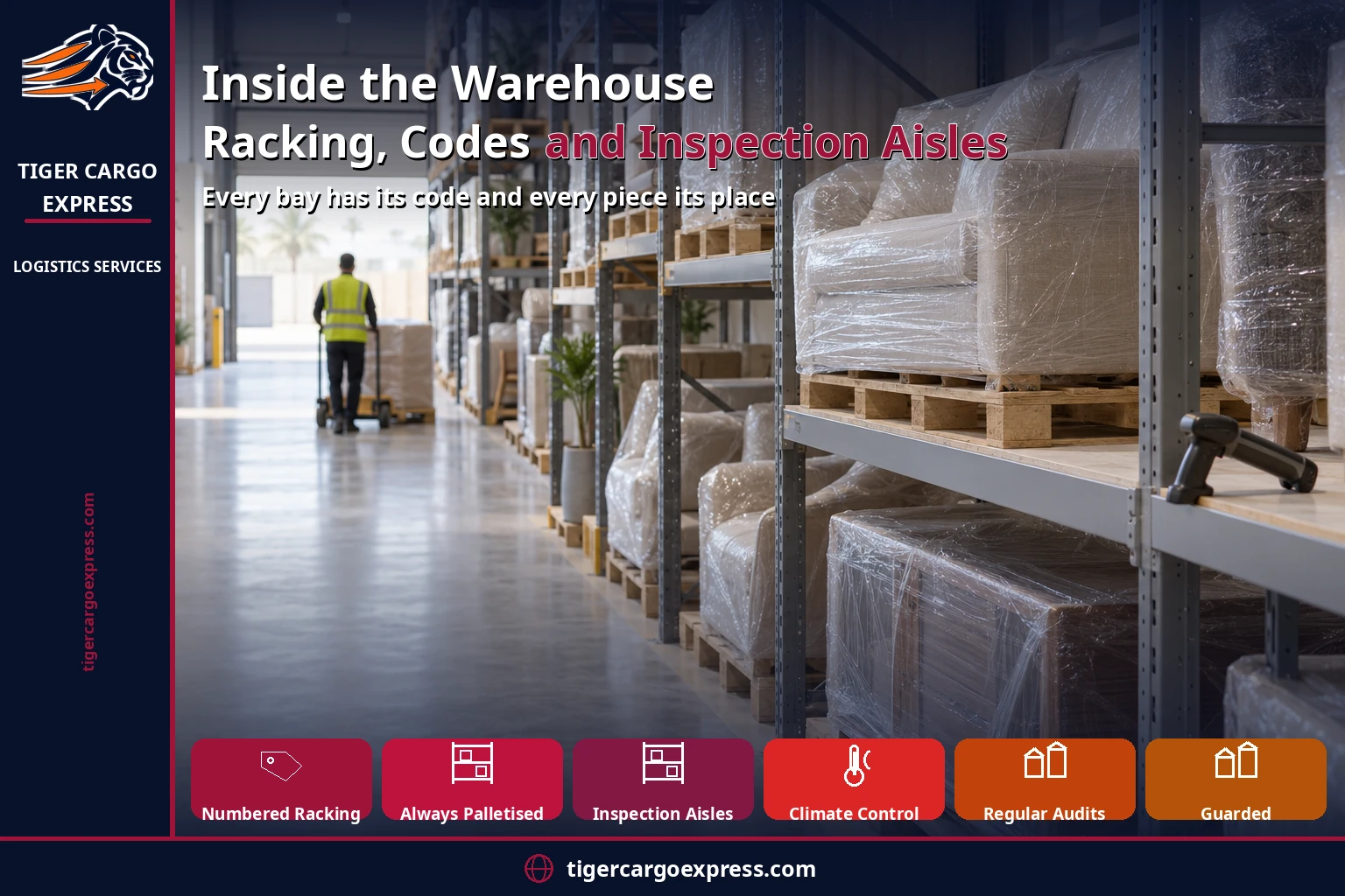 Inside the warehouse — racking, codes and inspection aisles