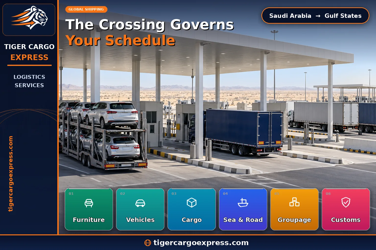 Overland freight from Saudi Arabia to the Gulf states through the border crossings