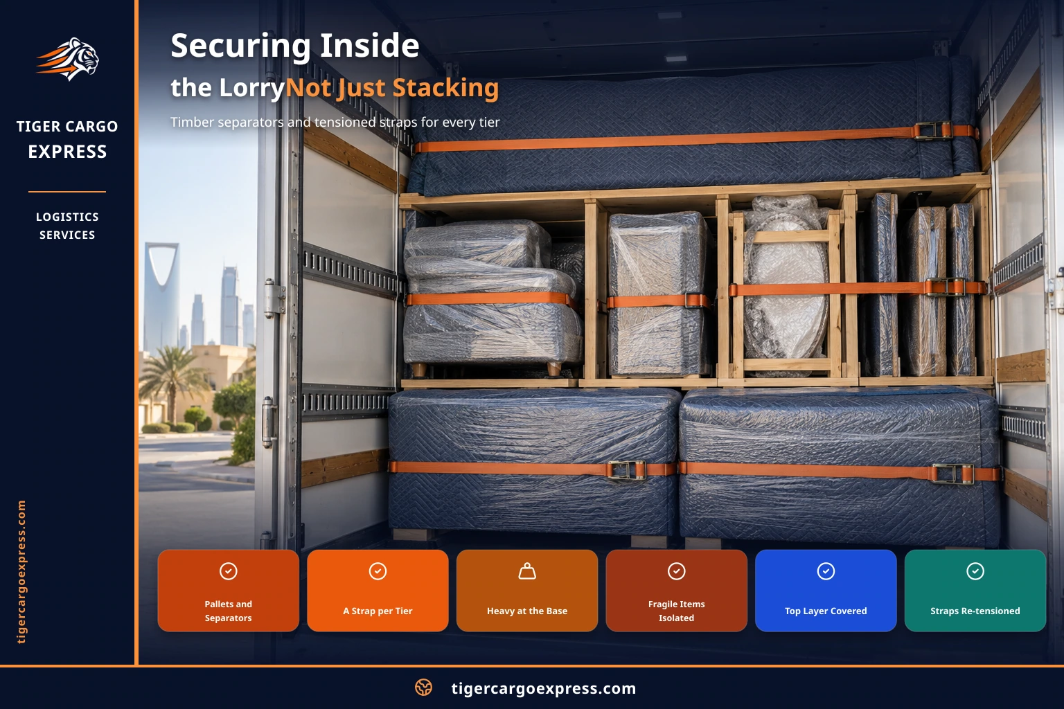 Securing inside the lorry, not just stacking