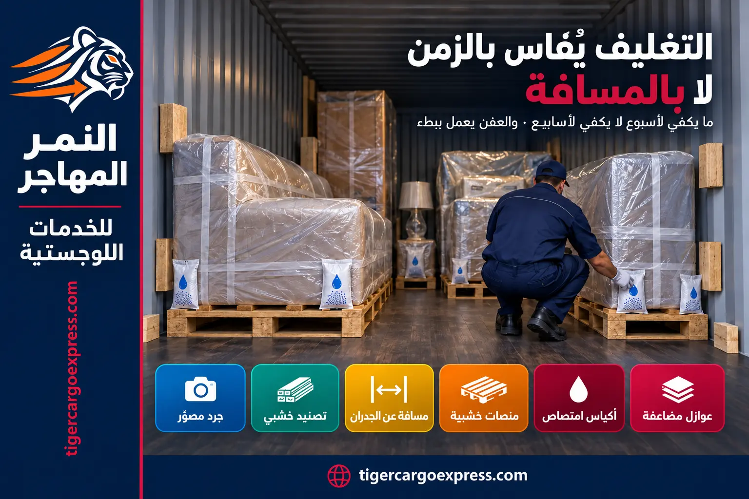 التغليف لرحلة أسابيع — عوازل مضاعفة وأكياس امتصاص