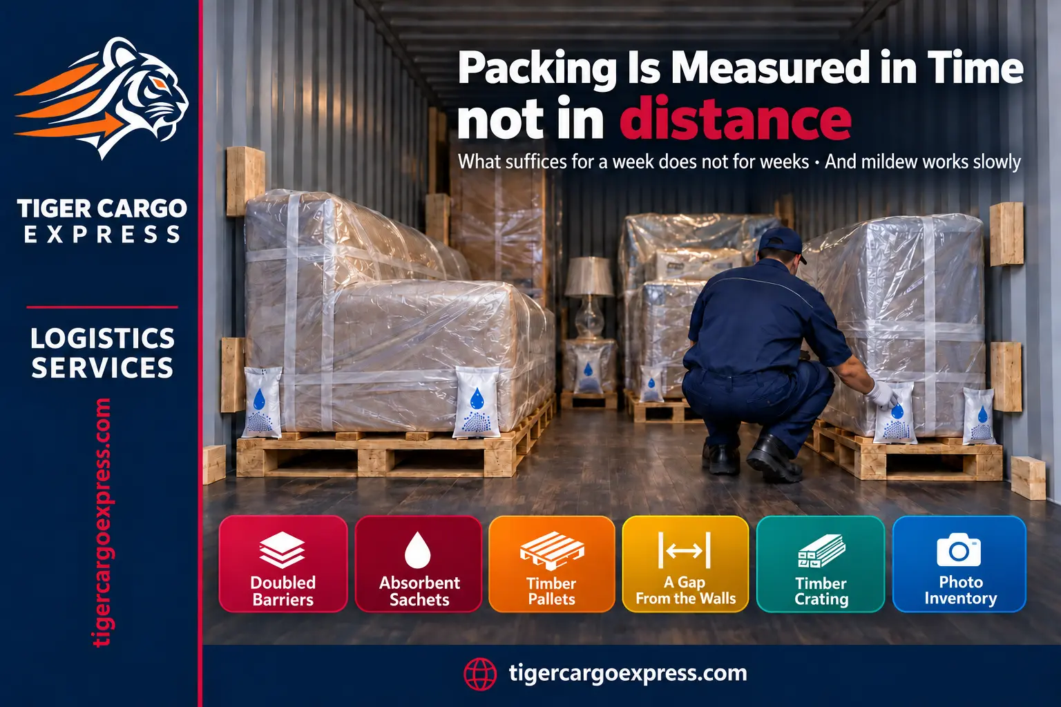 Packing for a voyage of weeks — doubled barriers and absorbent sachets
