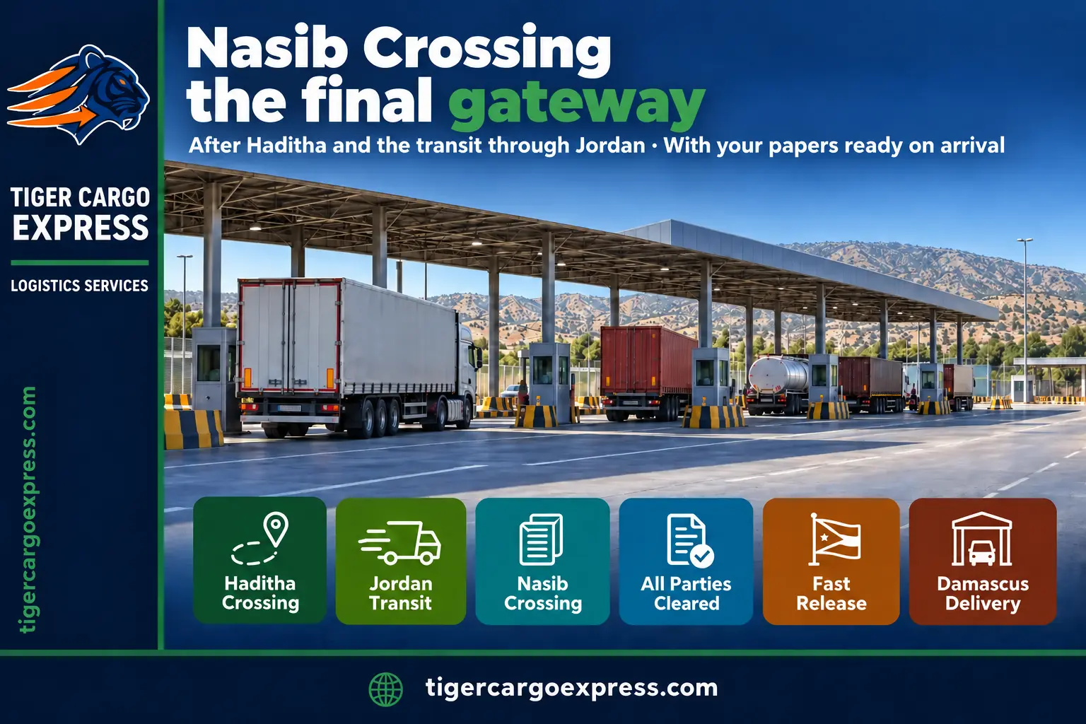 Nasib crossing — the final gateway after Haditha and the transit through Jordan