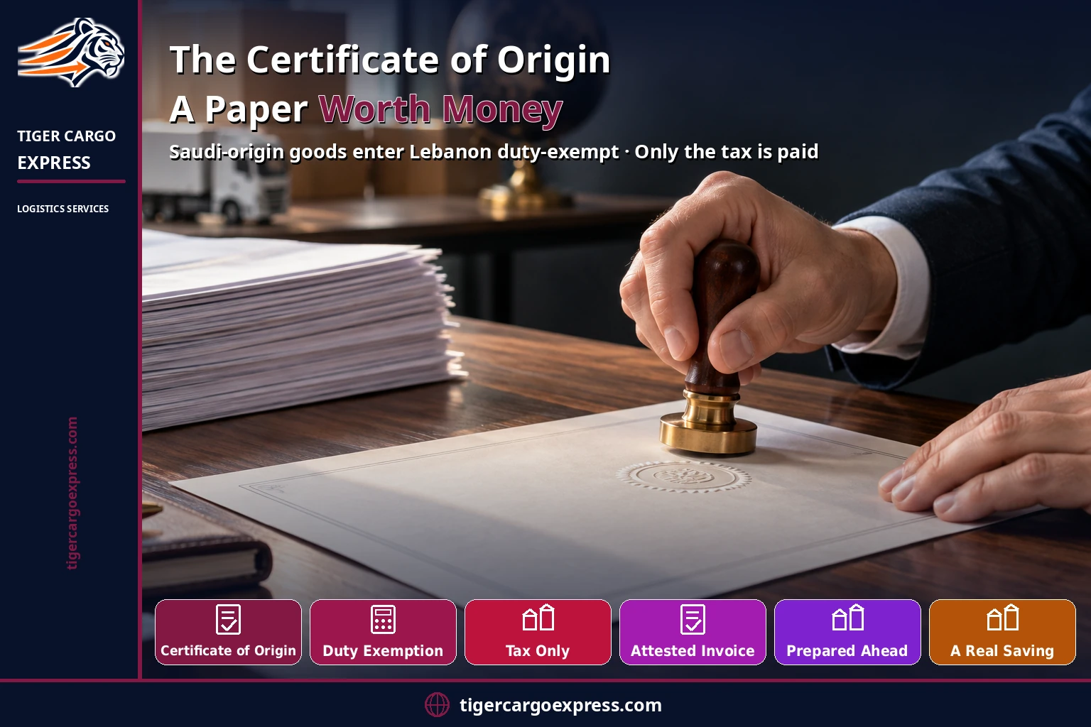 The certificate of origin when shipping from Jeddah to Lebanon — a paper worth money