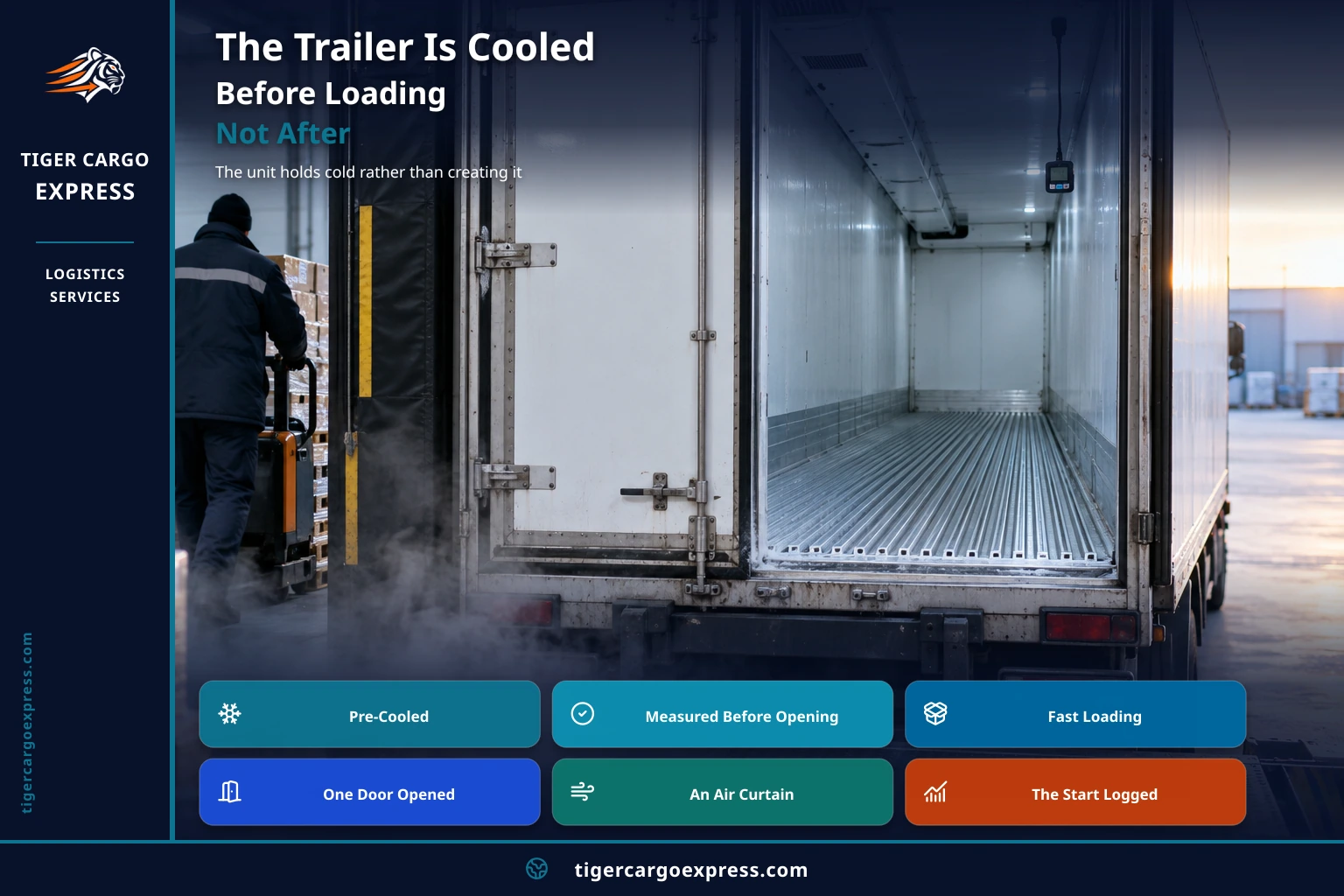The trailer is cooled before loading, not after