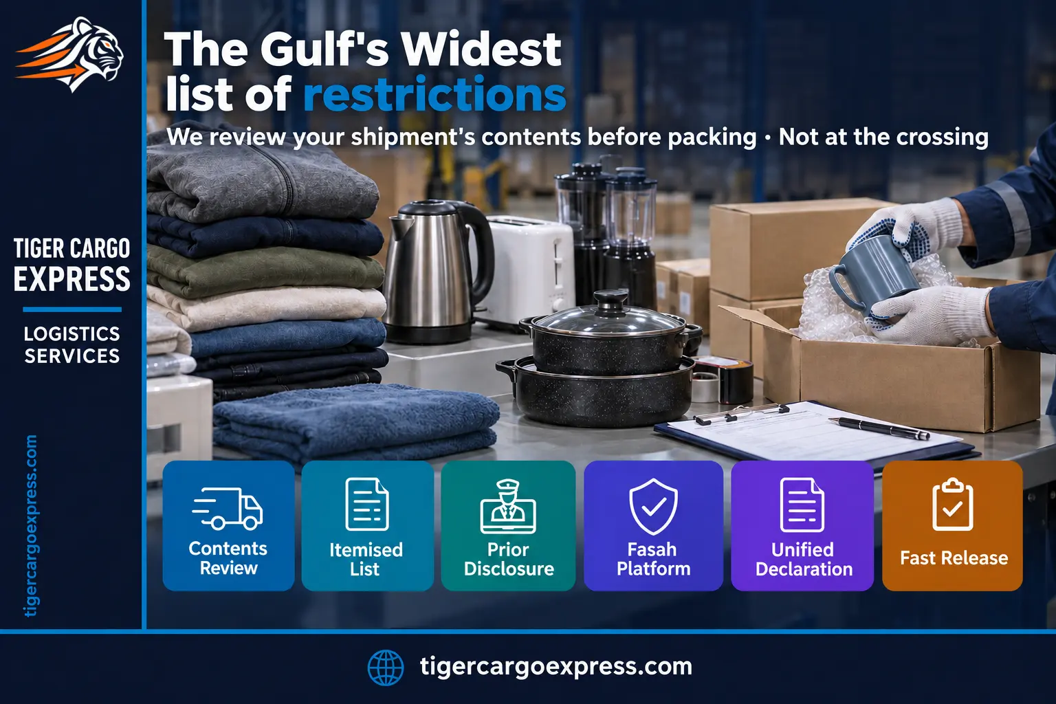 Reviewing shipment contents before packing — Kuwait and the Gulf's widest list of restrictions