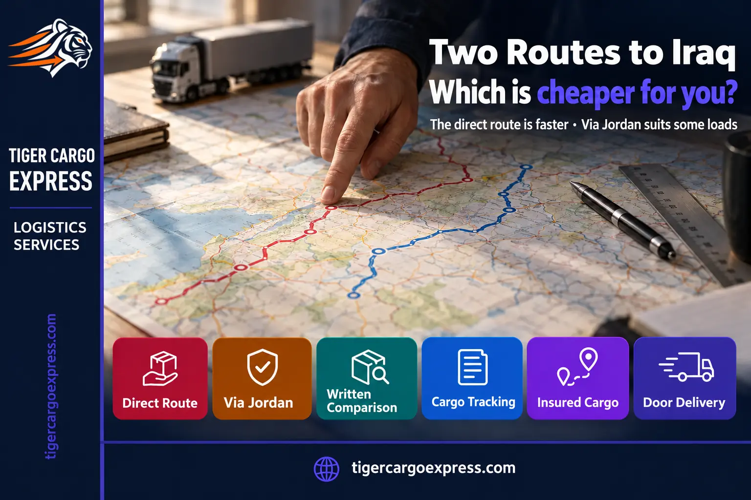 Two routes to Iraq: the direct crossing or the route via Jordan?