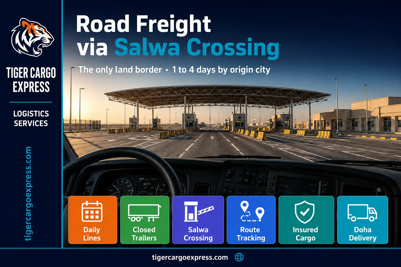 Road freight from Saudi Arabia to Qatar through the Salwa border crossing