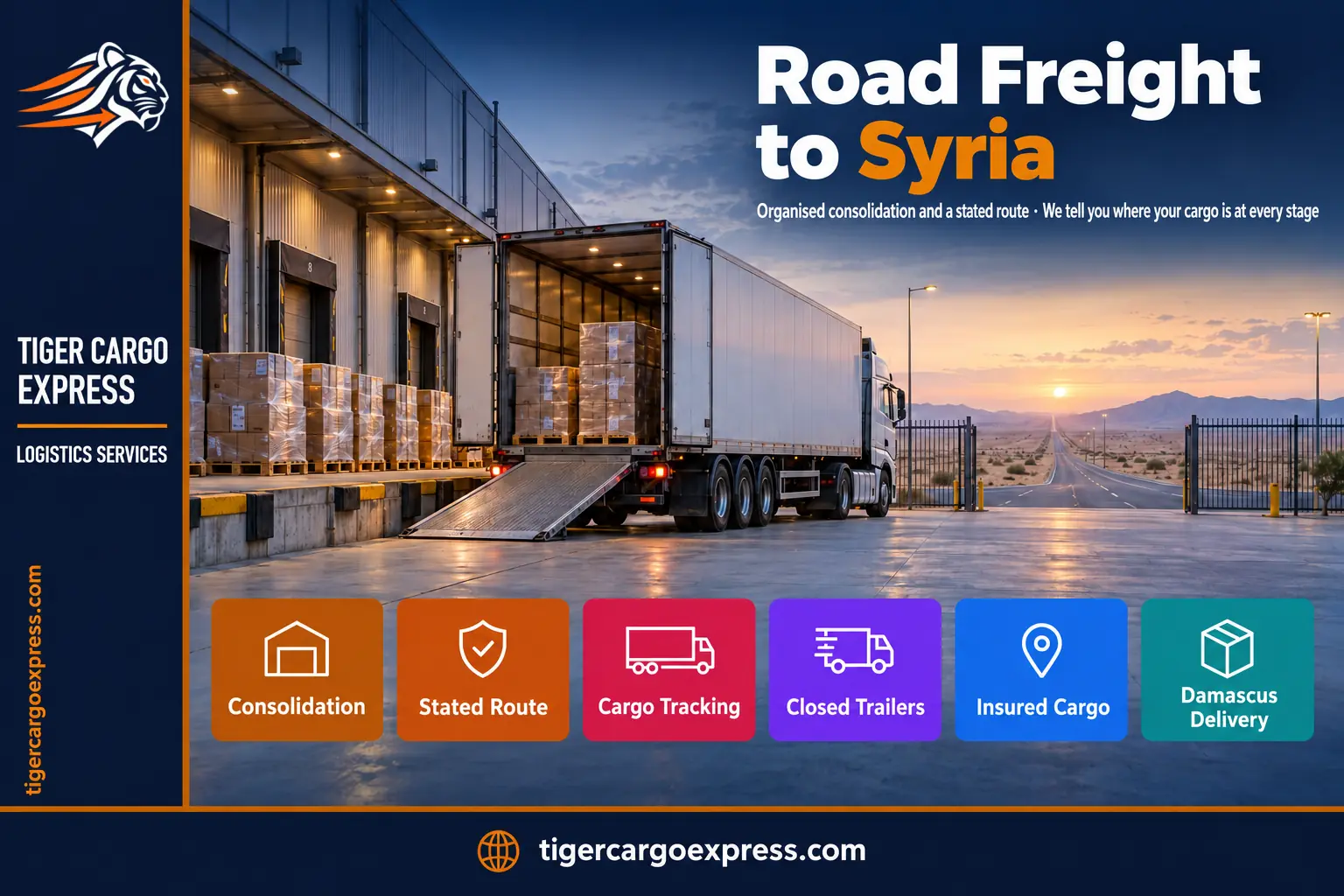 Road freight from Saudi Arabia to Syria — organised consolidation before departure