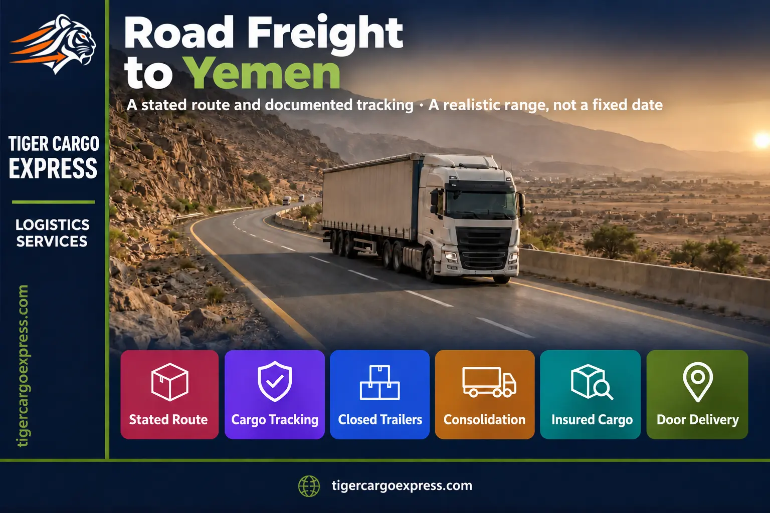 Road freight from Saudi Arabia to Yemen — a stated route and documented tracking