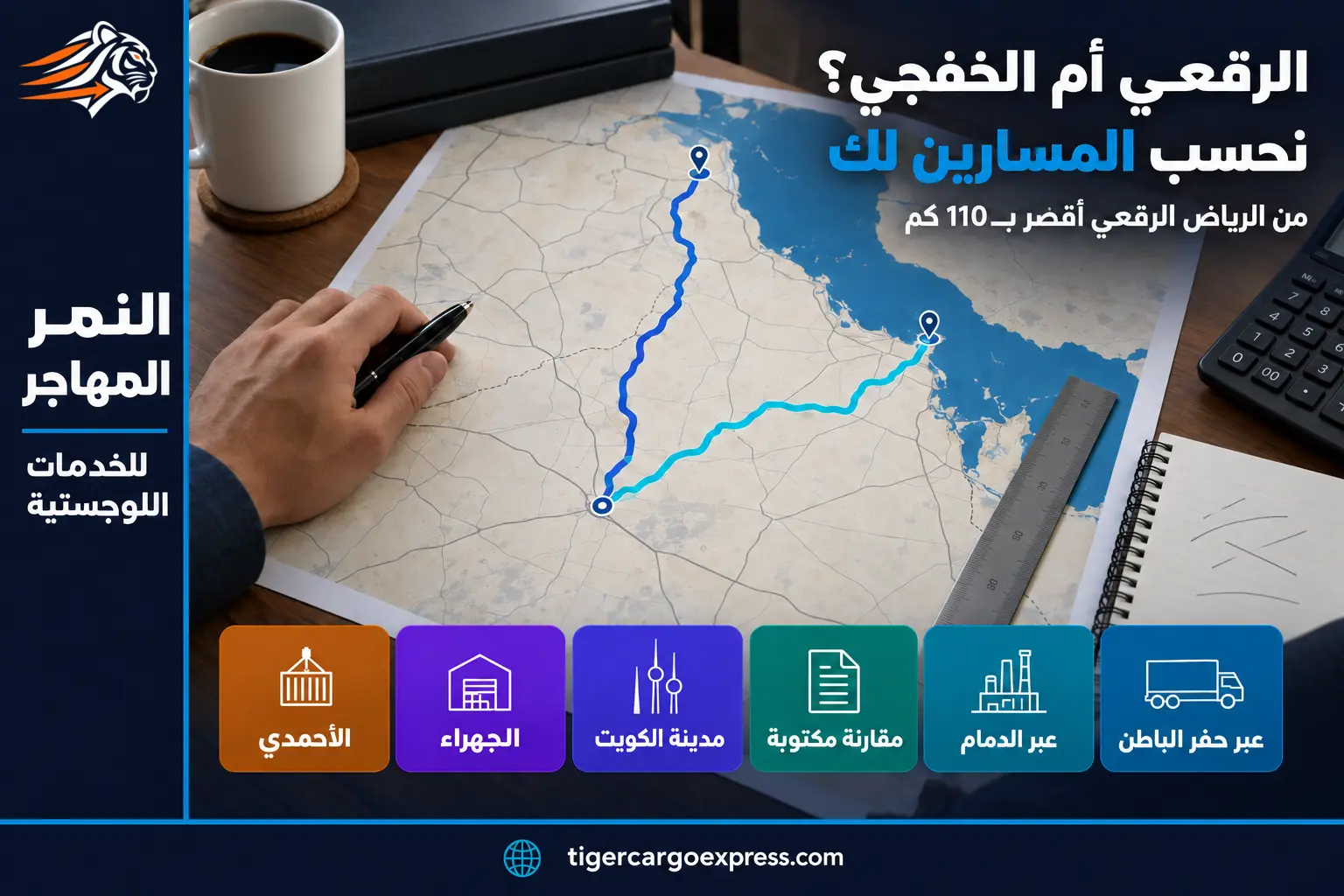 الرقعي أم الخفجي؟ مقارنة المنفذين للشحن من الرياض إلى الكويت