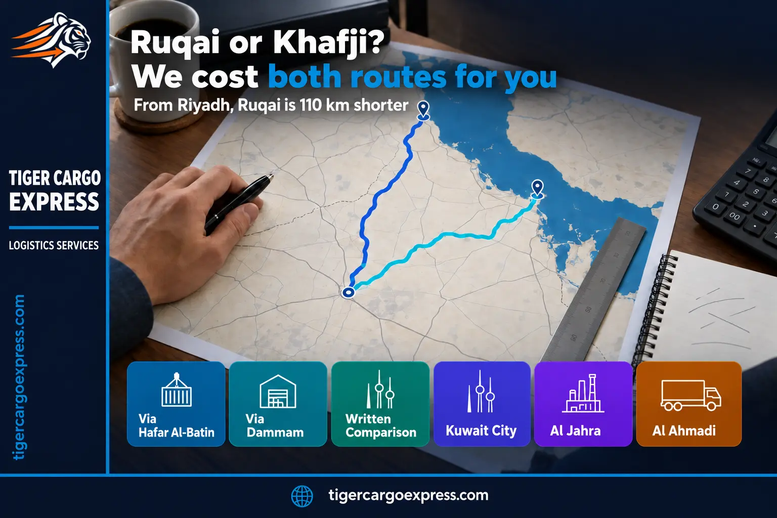 Ruqai or Khafji? Comparing the two crossings for shipping from Riyadh to Kuwait