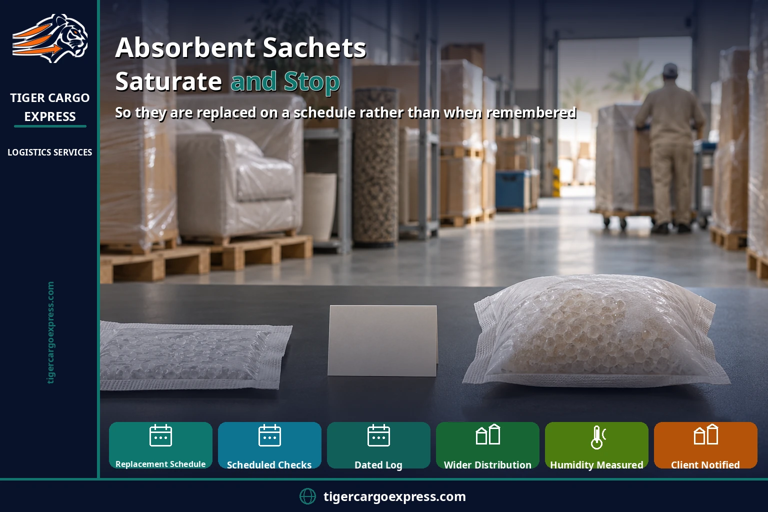 Absorbent sachets saturate and stop
