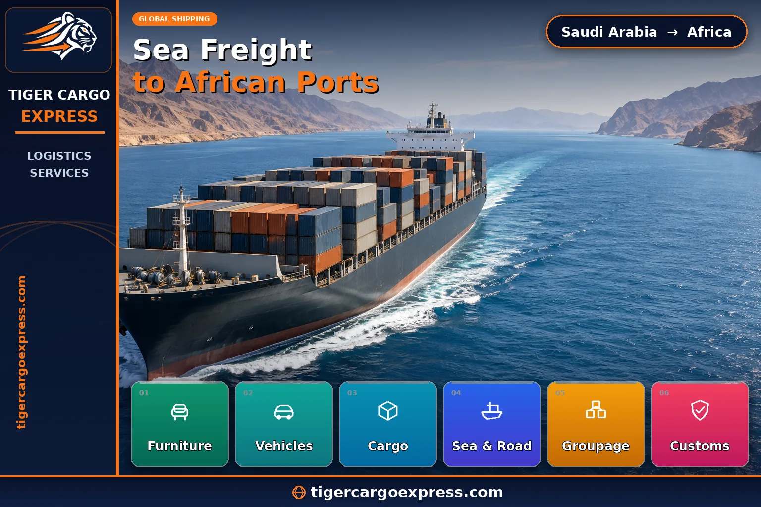 Sea freight from Saudi Arabia to African ports across the Red Sea