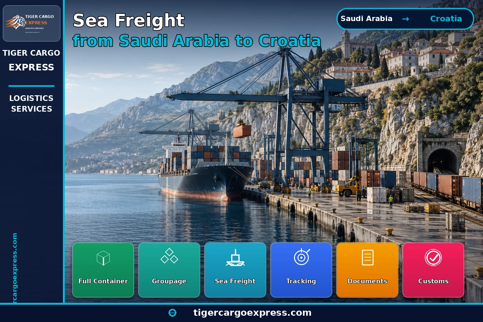 Sea freight from Saudi Arabia to the port of Rijeka on Croatia's Adriatic coast