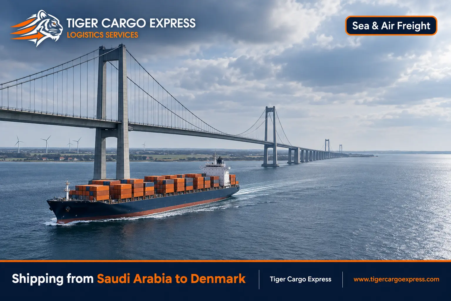 The sea route from Saudi Arabia to Denmark via Suez, the North Sea and the straits